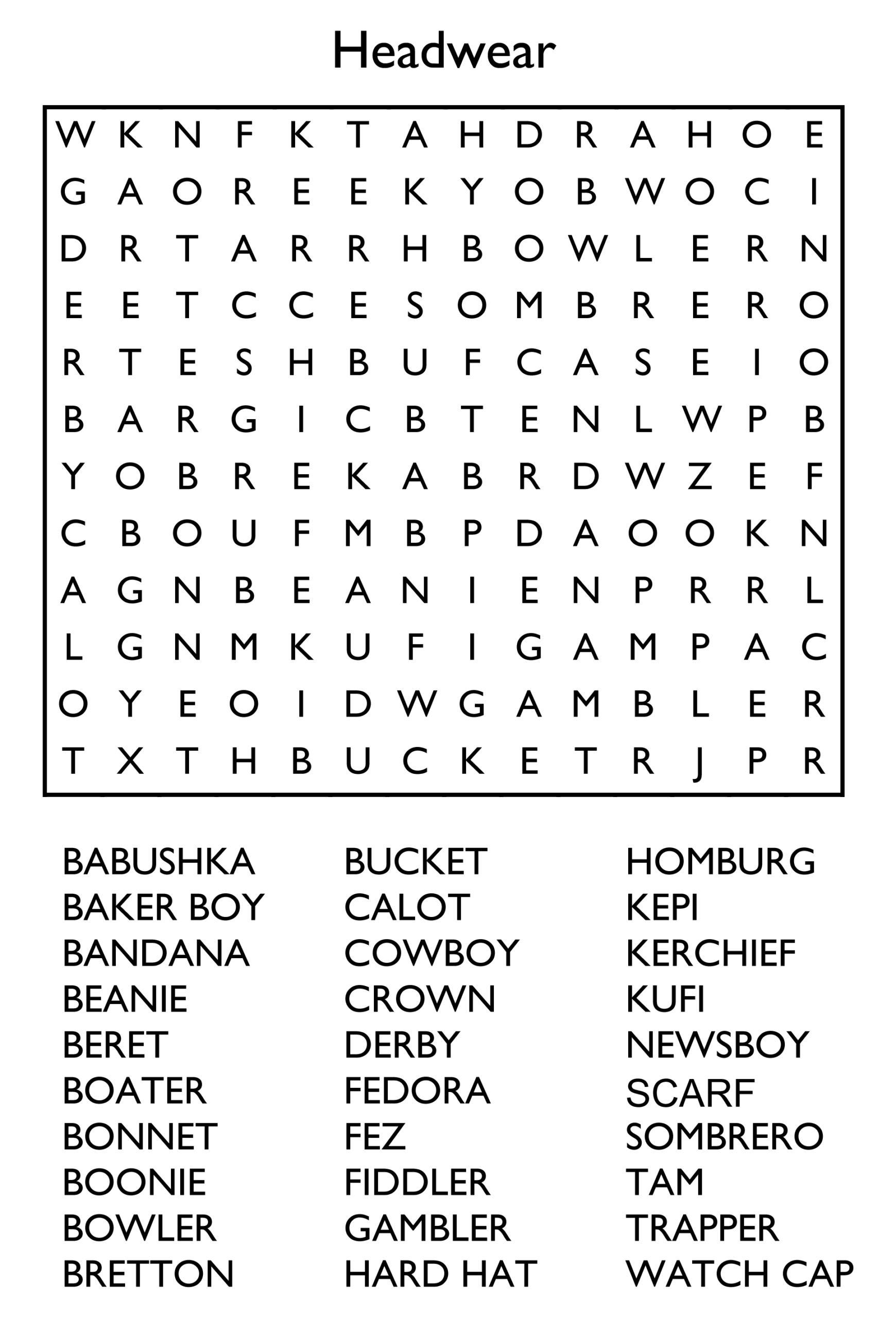 Difficullt Word Search Puzzles Printable