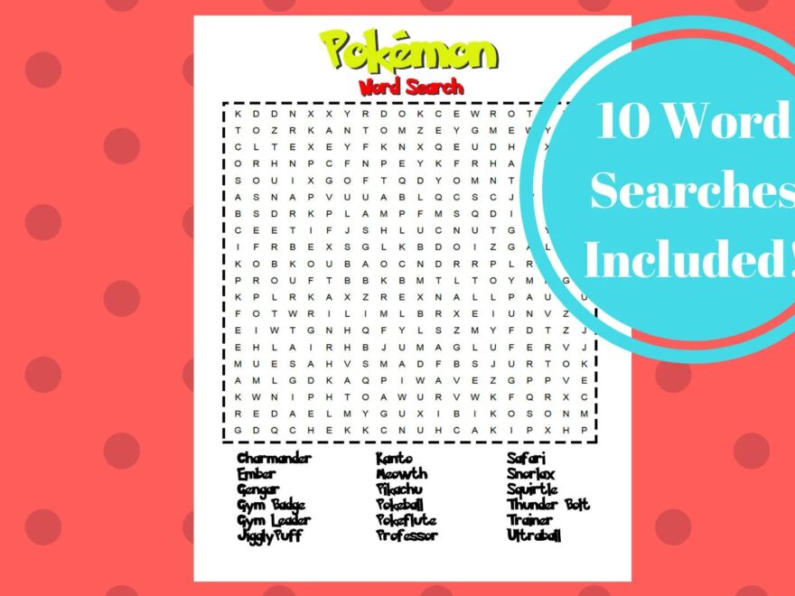 10 Pokemon Word Searches Pokemon Word Games Pokemon Activity Book Printable Word Games Etsy
