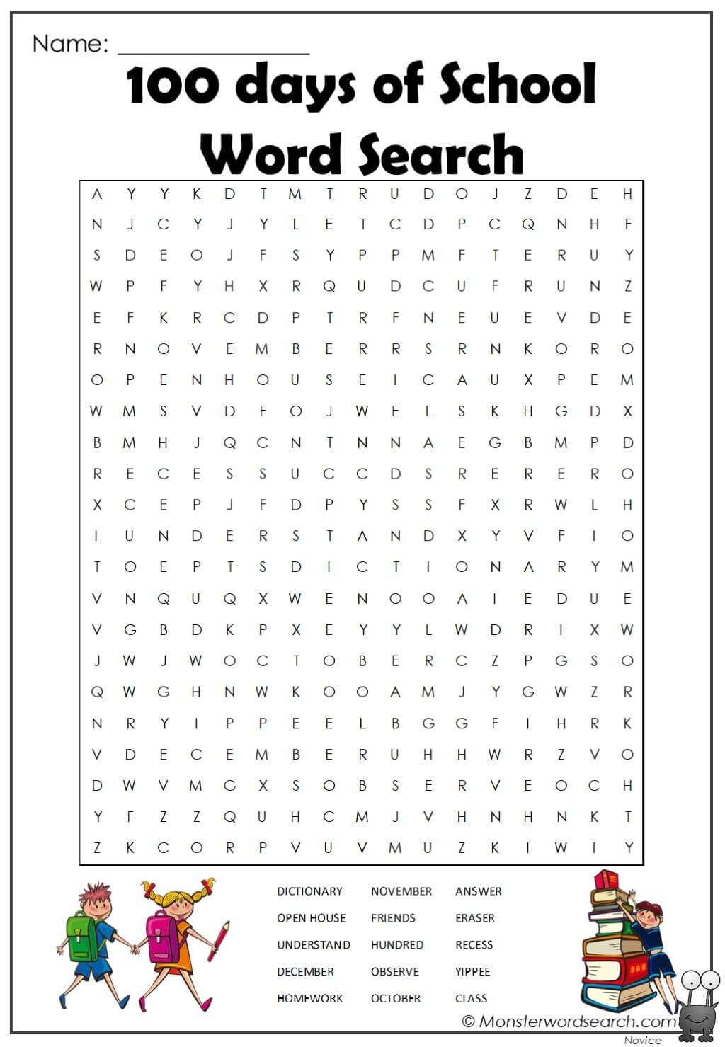 100th Day Word Search Printable Free