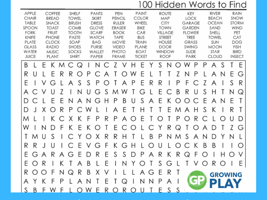 100 Hard Word Search Puzzles Printable FREE Growing Play Worksheets Library