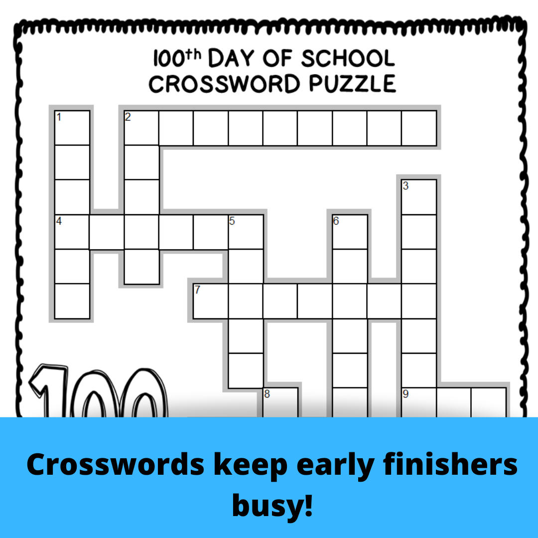 100th Day Of School Activities Word Searches Crosswords Puzzles Bookmarks Classful