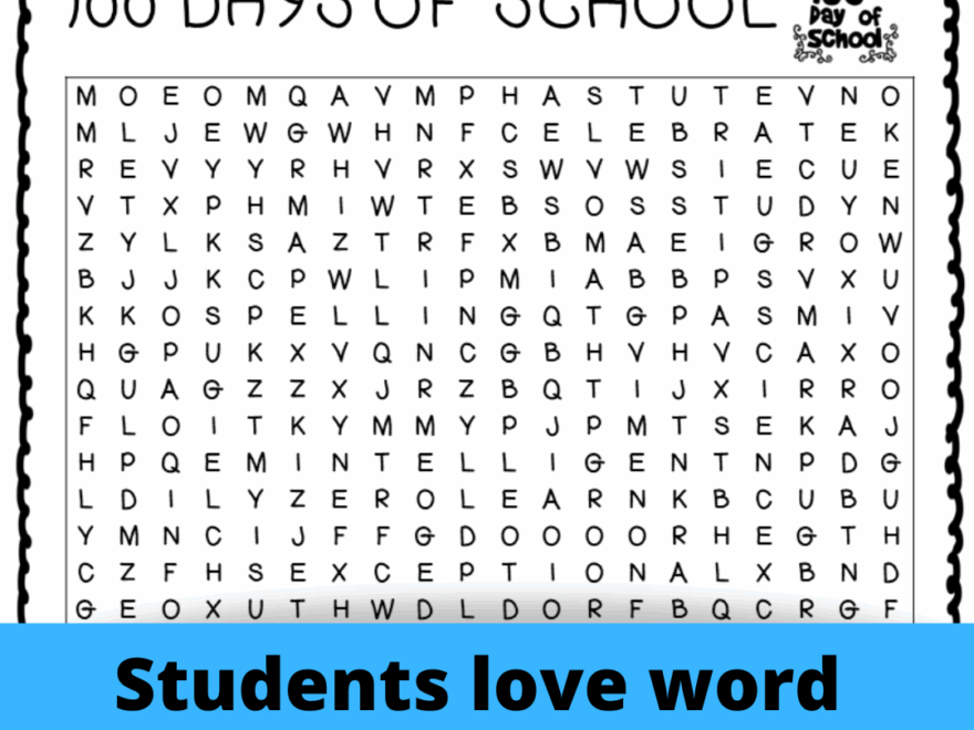 100th Day Of School Activities Word Searches Crosswords Puzzles Bookmarks Classful