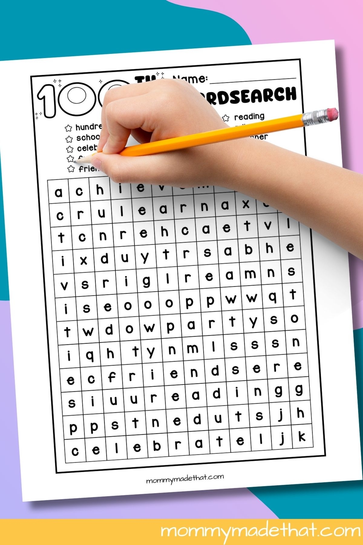 100th Day Of School Word Search Free Printable Worksheet 
