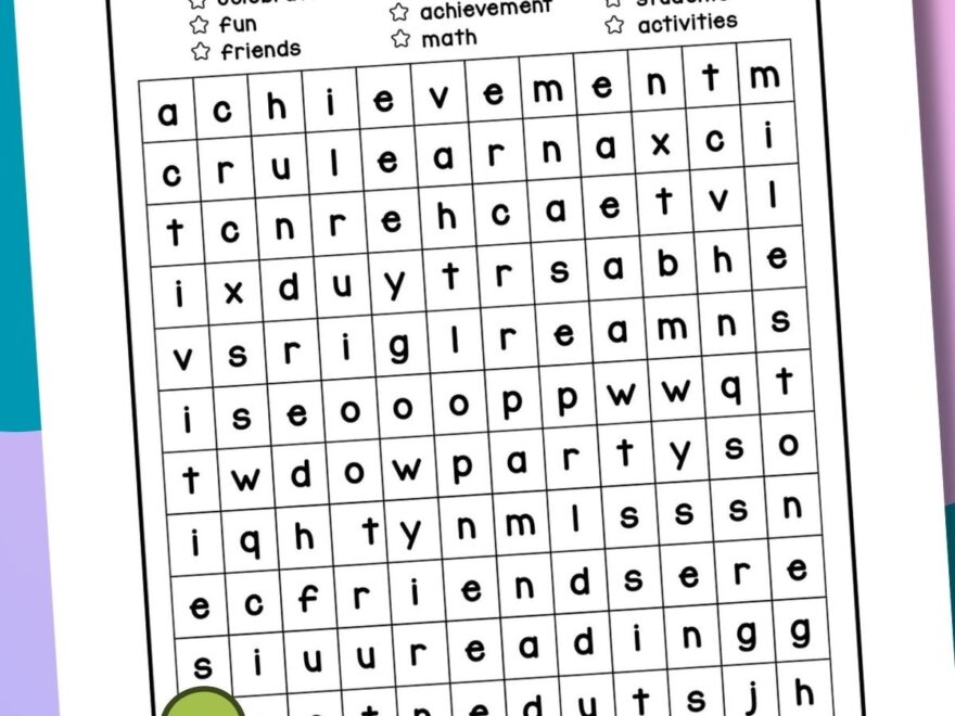 100th Day Of School Word Search Free Printable Worksheet