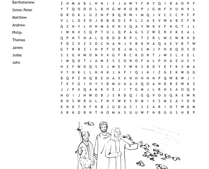 12 Disciples Word Search WordMint