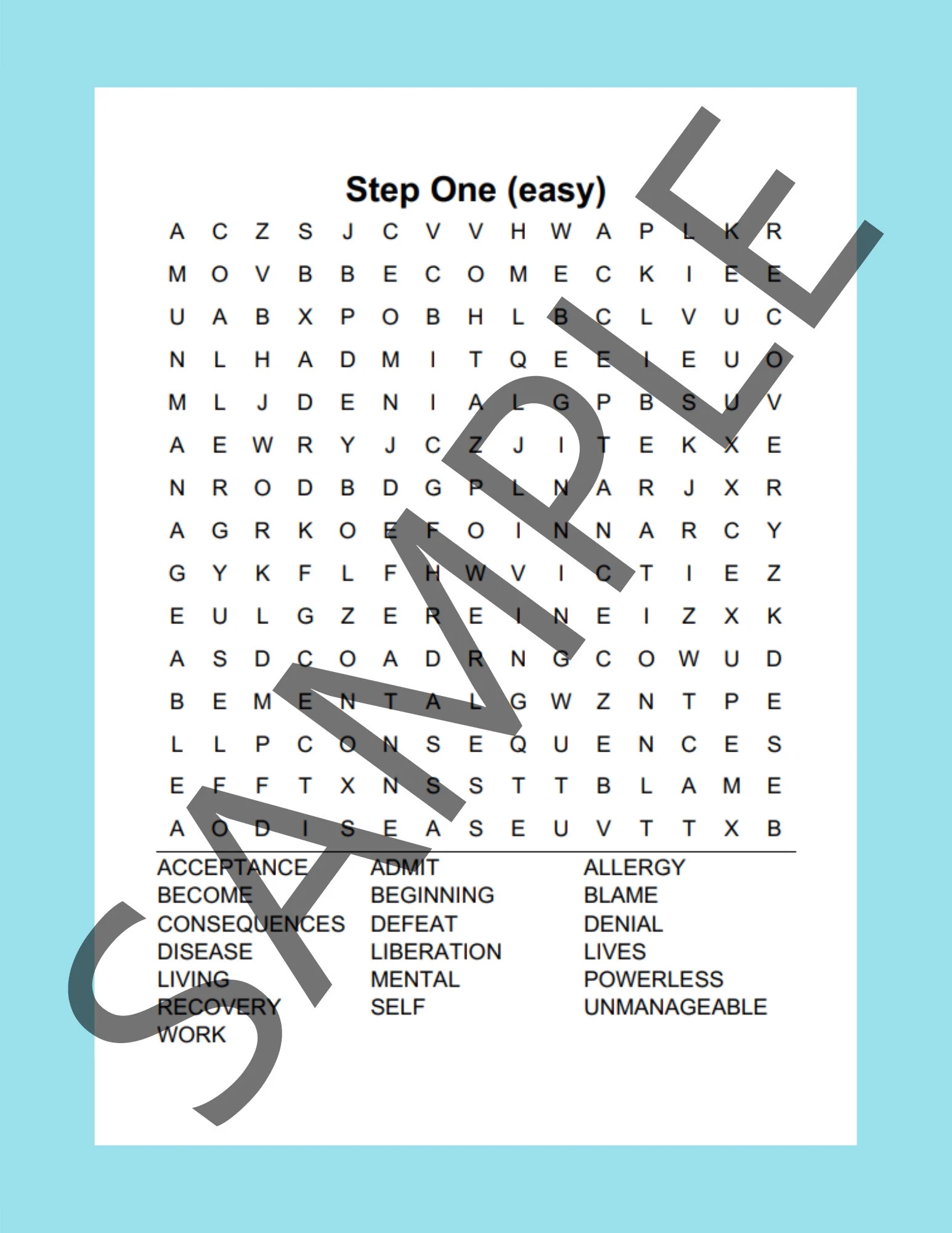 12 Step Recovery Word Search Bundle Sobriety Games Print At Home Etsy