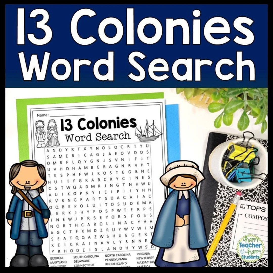 Printable Word Search For The 13 Colonies Printable Word Search For The 13 Colonies