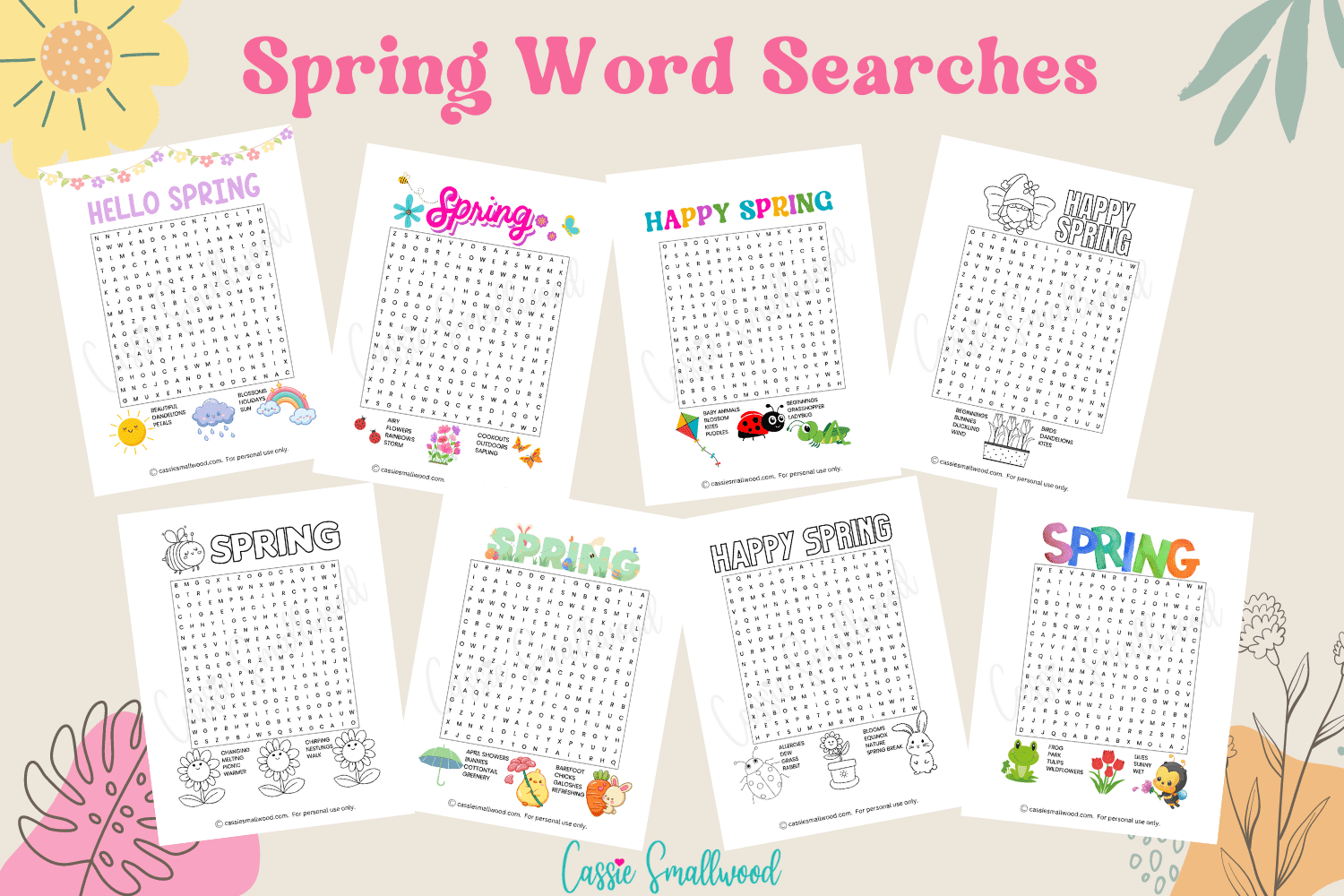 13 Cute Spring Word Search Puzzles Free Printable Cassie Smallwood
