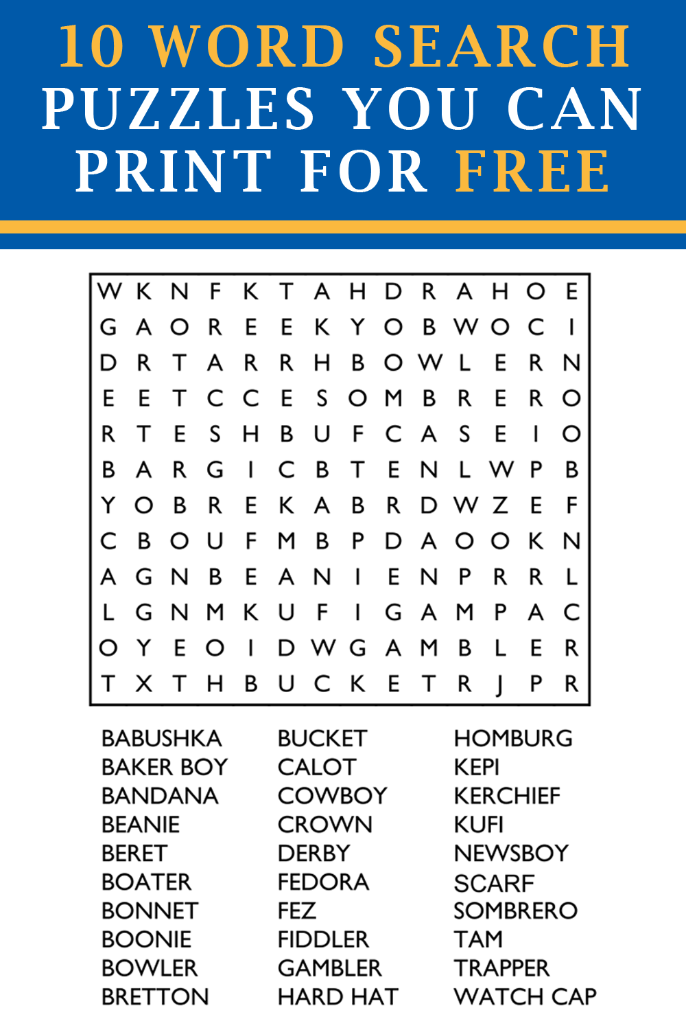 Free Printable Large Word Search Puzzles