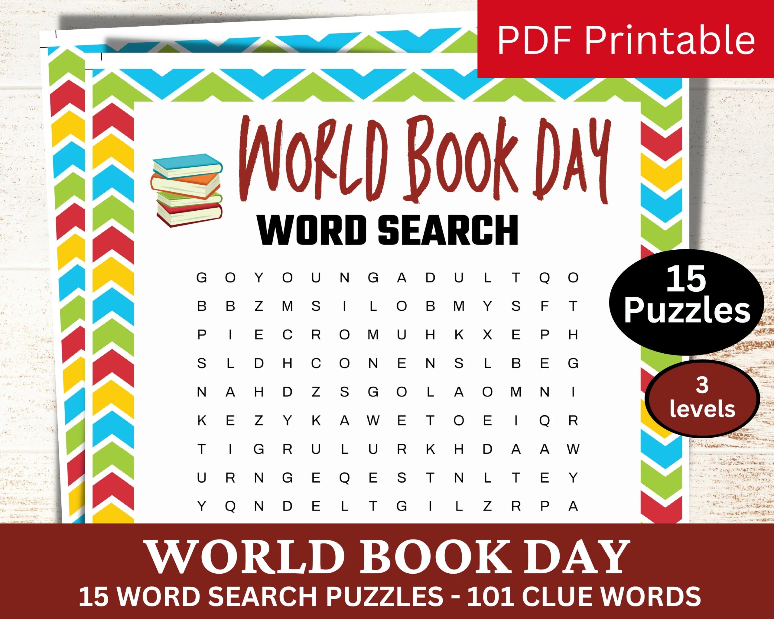 15 World Book Day Themed Word Search Puzzle Games Book Lovers Club Activity Springtime School Classroom Party Bookish Brain Teaser Game Etsy
