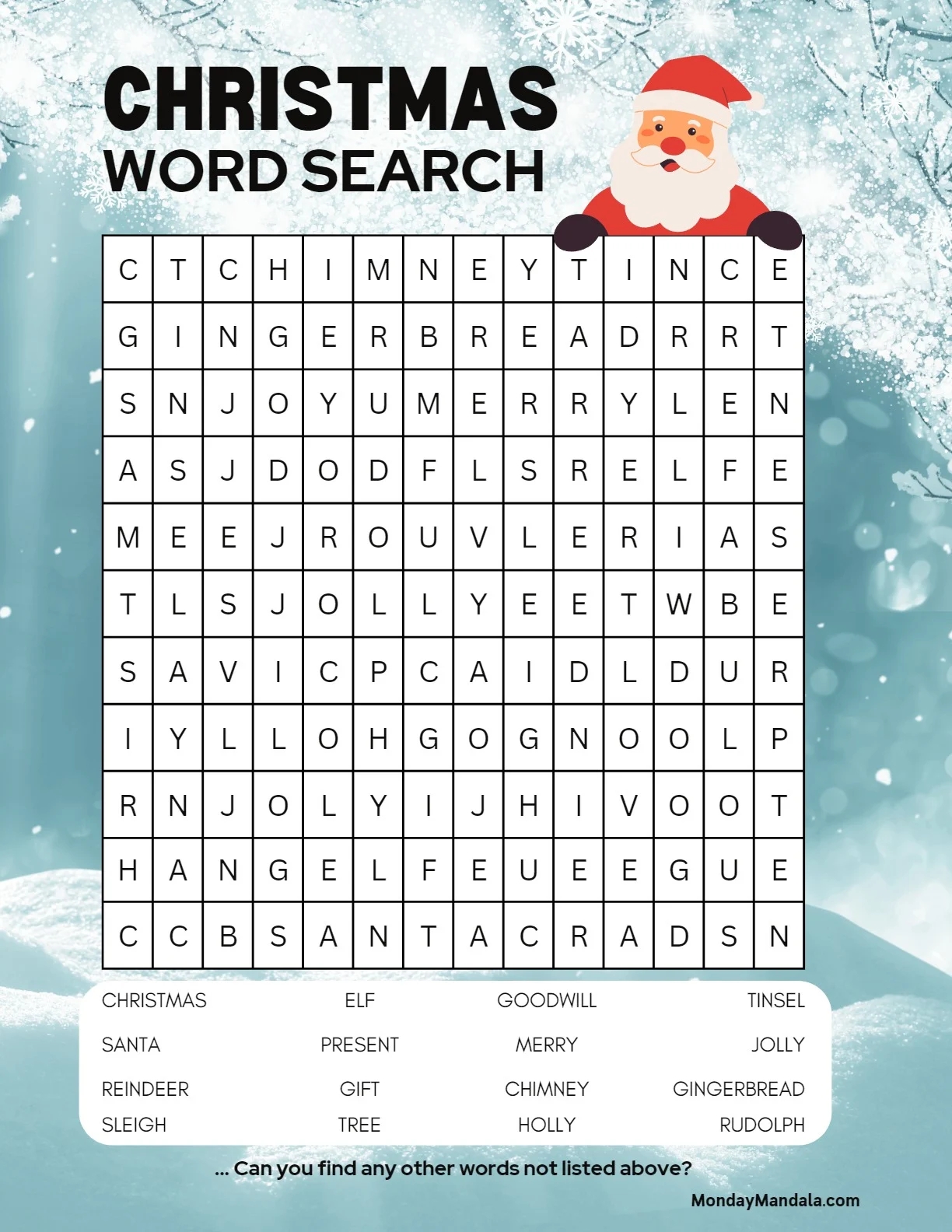 Free Printable Christmas Word Search Puzzles