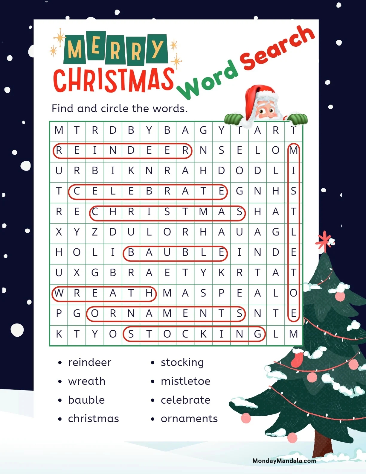 Holiday Printable Word Searches
