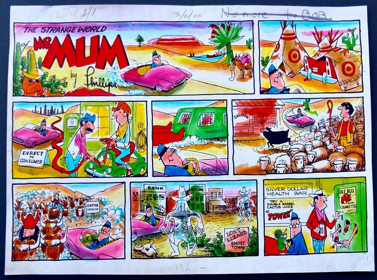1960 the strange world of mr mum hand colored comic strip by irving phillips ebay