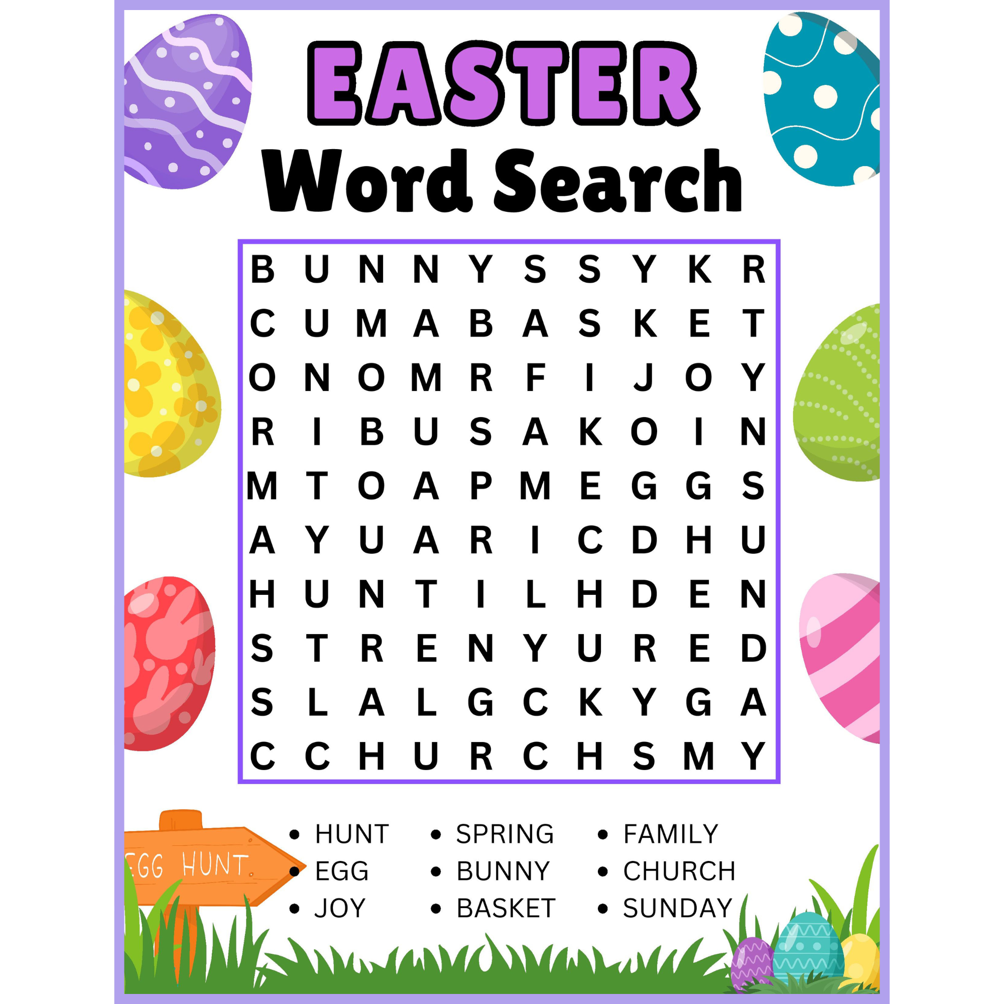 Easter Word Search Printable Worksheets