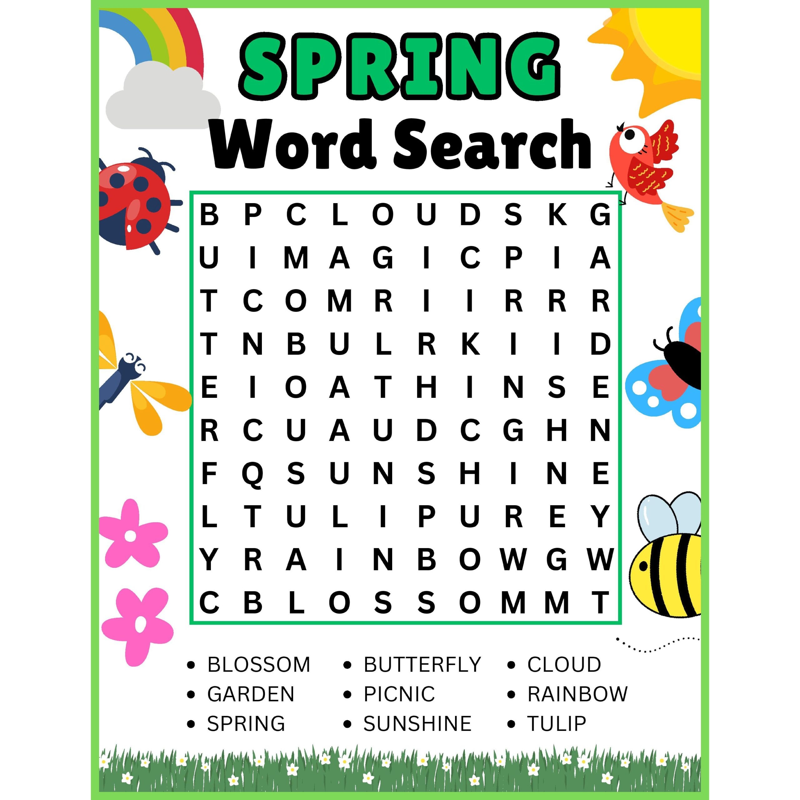 1st Grade 2nd Grade Spring Word Search Puzzle Worksheet Activity Made By Teachers