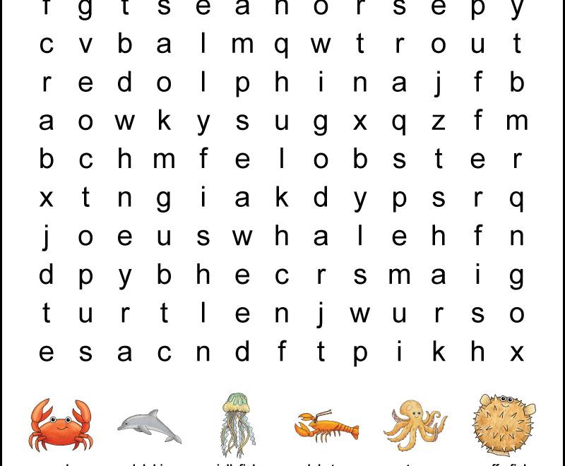 1st Grade Ocean Word Search Tree Valley Academy