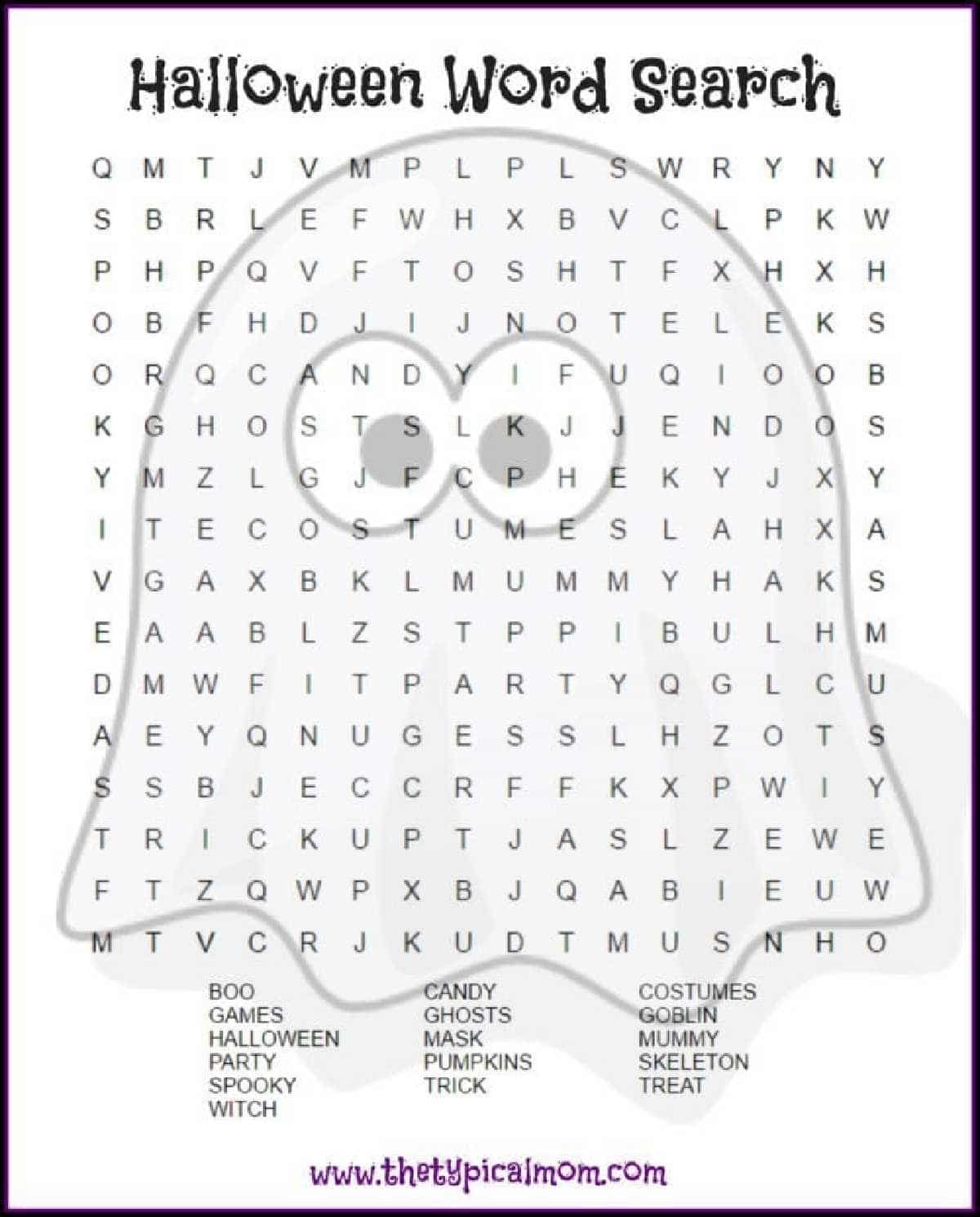 Easy Halloween Word Search Free Printable
