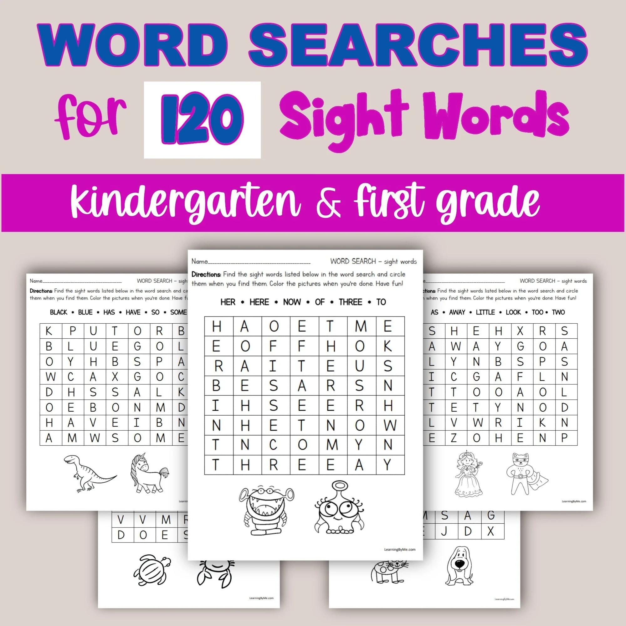 First Grade Dolch Words Printable Word Search