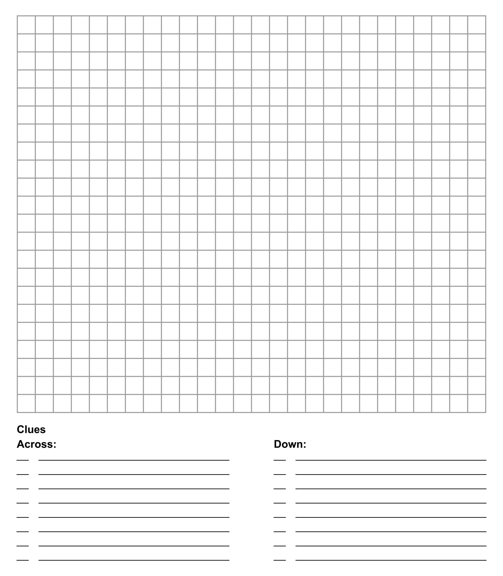23 Blank Crossword Template Crossword Template Worksheets Library