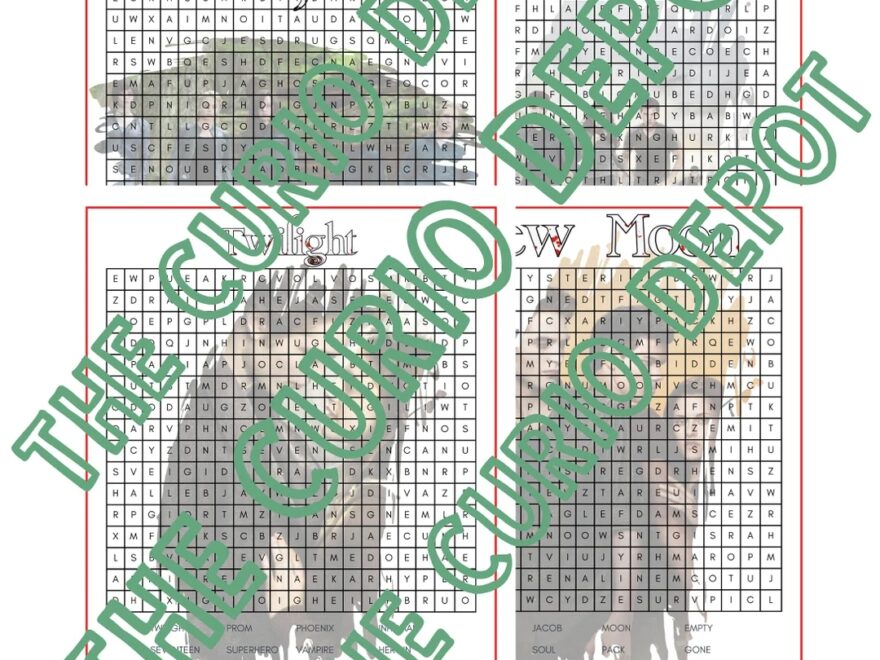 4 Printable Twilight Word Search Plus Answer Key Vampire Shifter Inspired Word Game Activity Bookish Game Birthday Party Book Club Etsy