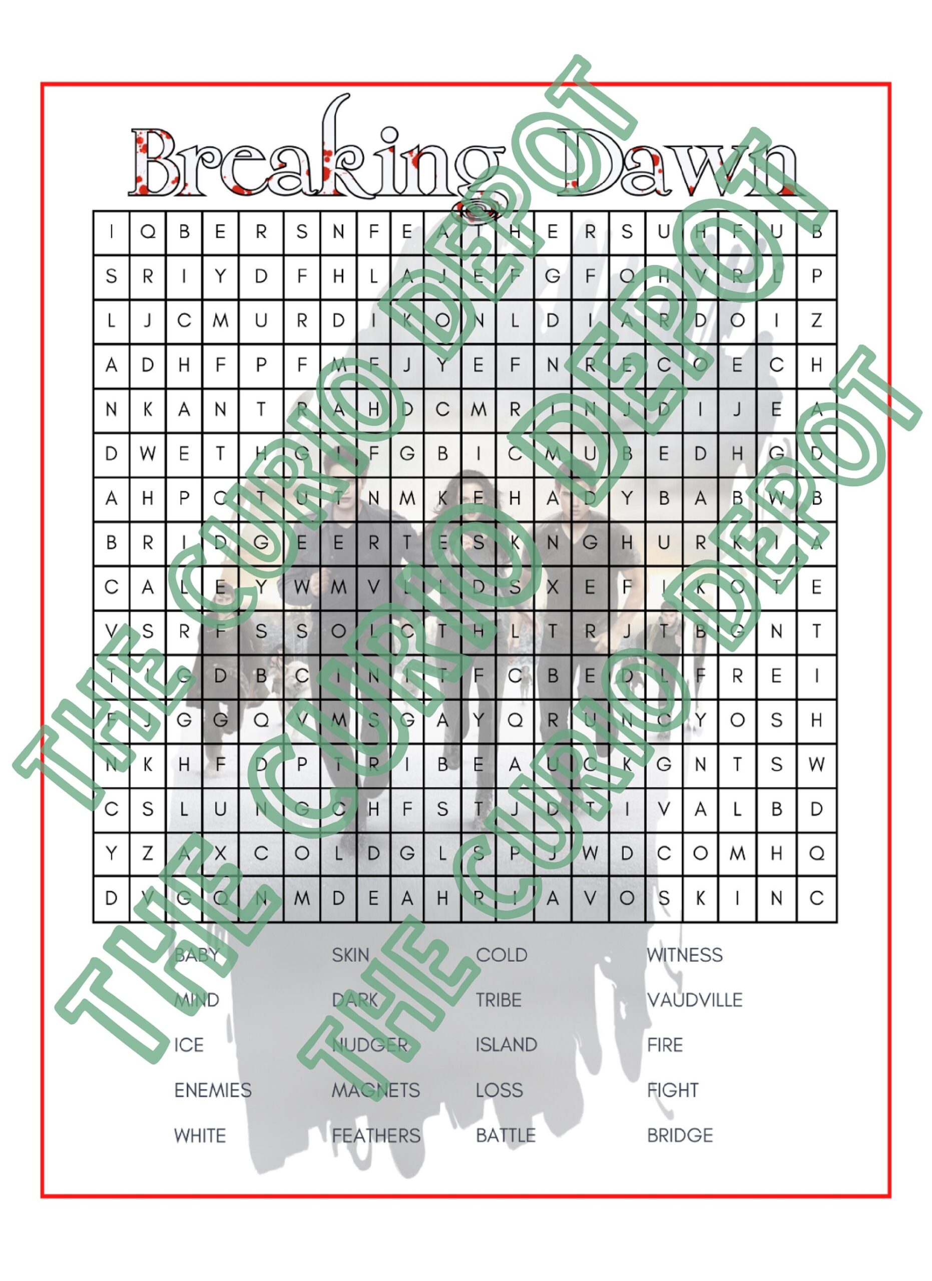 4 Printable Twilight Word Search Plus Answer Key Vampire Shifter Inspired Word Game Activity Bookish Game Birthday Party Book Club Etsy