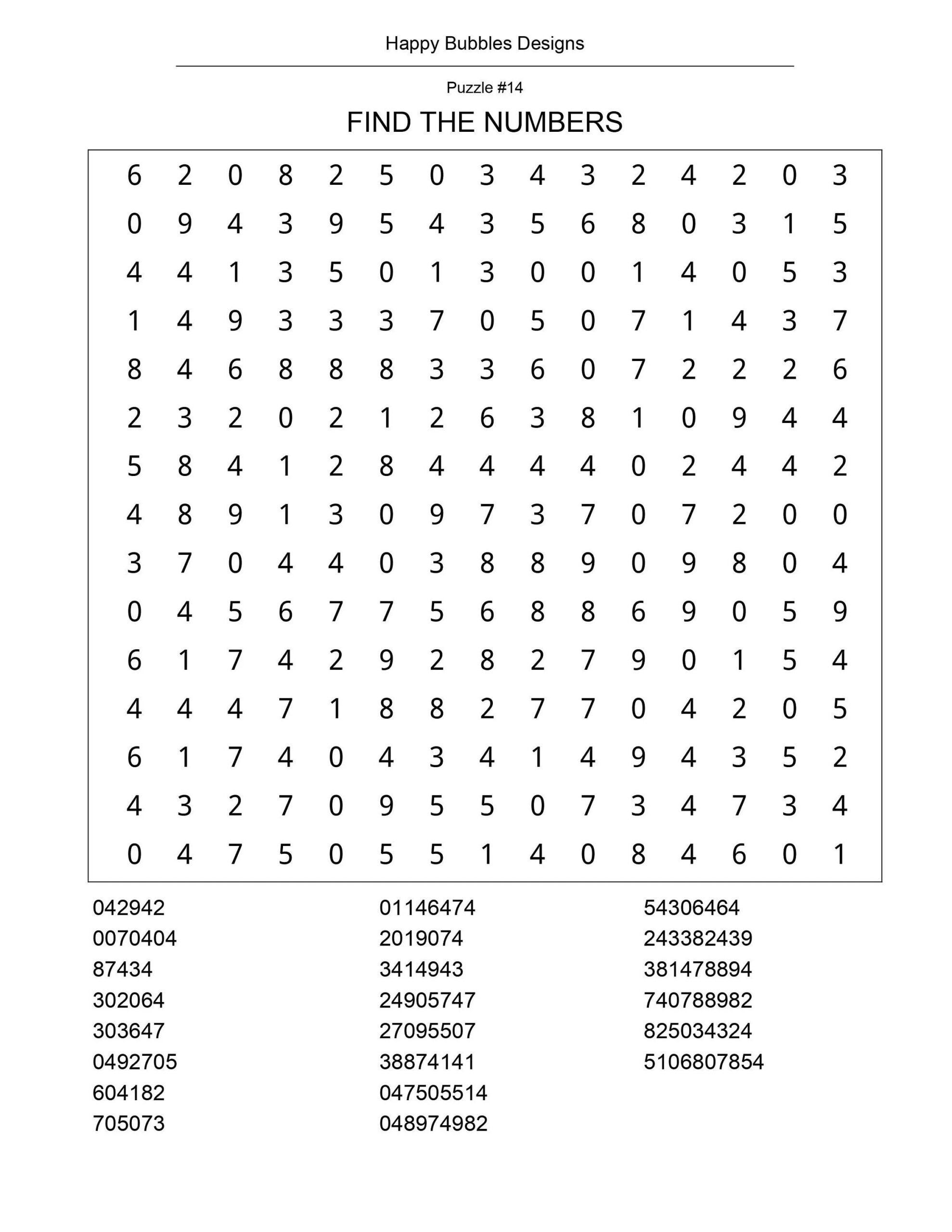 40 Number Search Puzzles Printable Puzzles Large Print Instant Download Etsy Norway