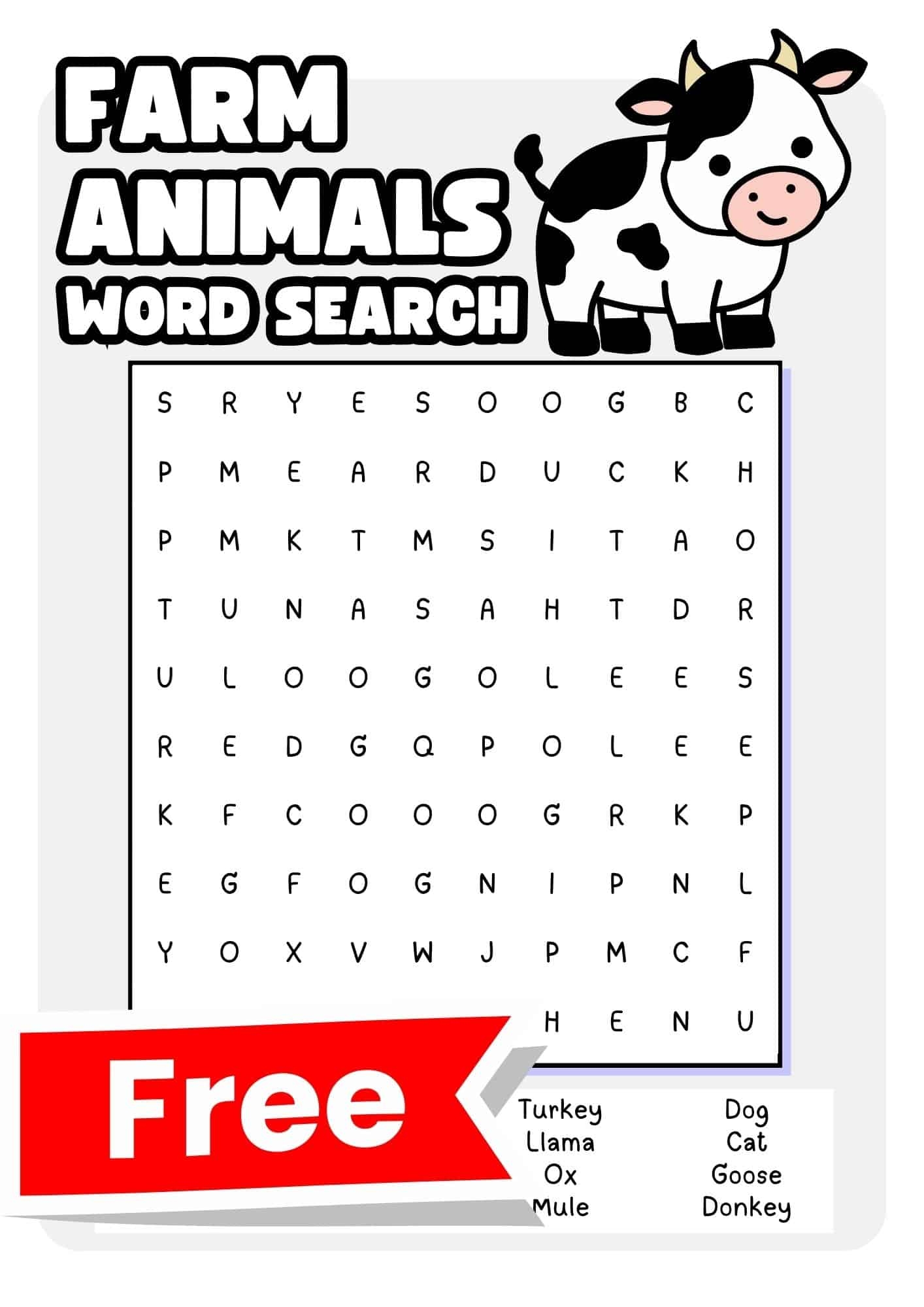 48 Free Animals Word Search Puzzles Teach Prints