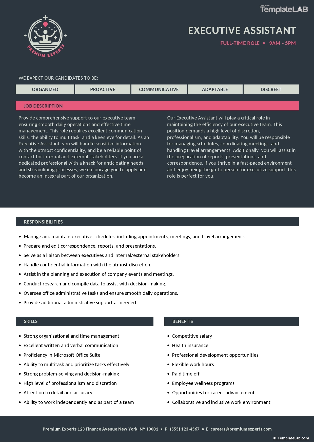 48 Free Job Description Templates Examples Word PDF 