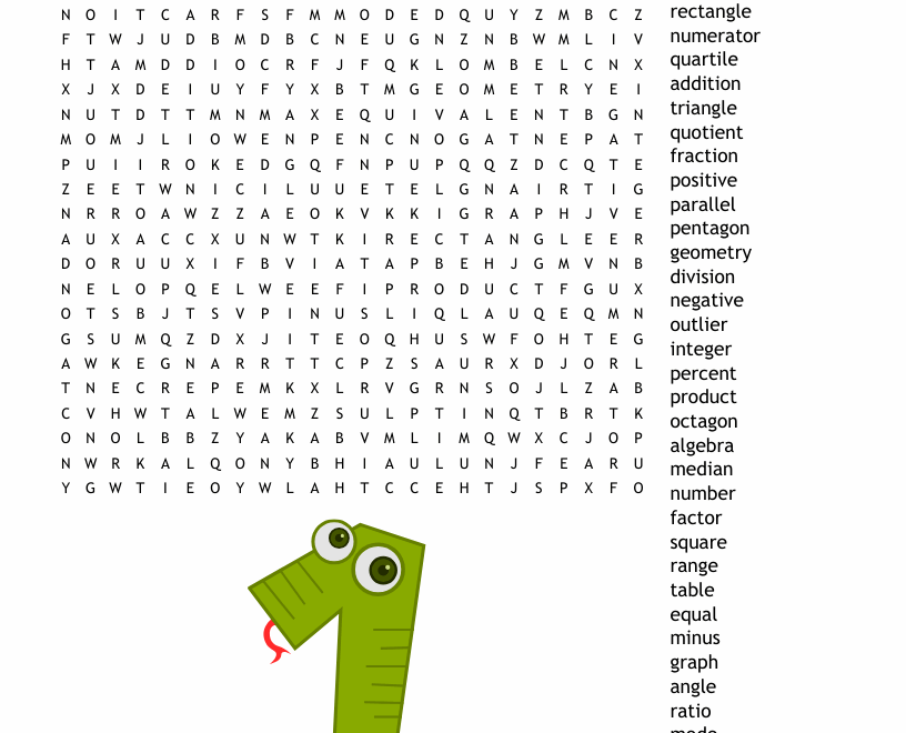4th Grade Math Vocabulary Word Search WordMint