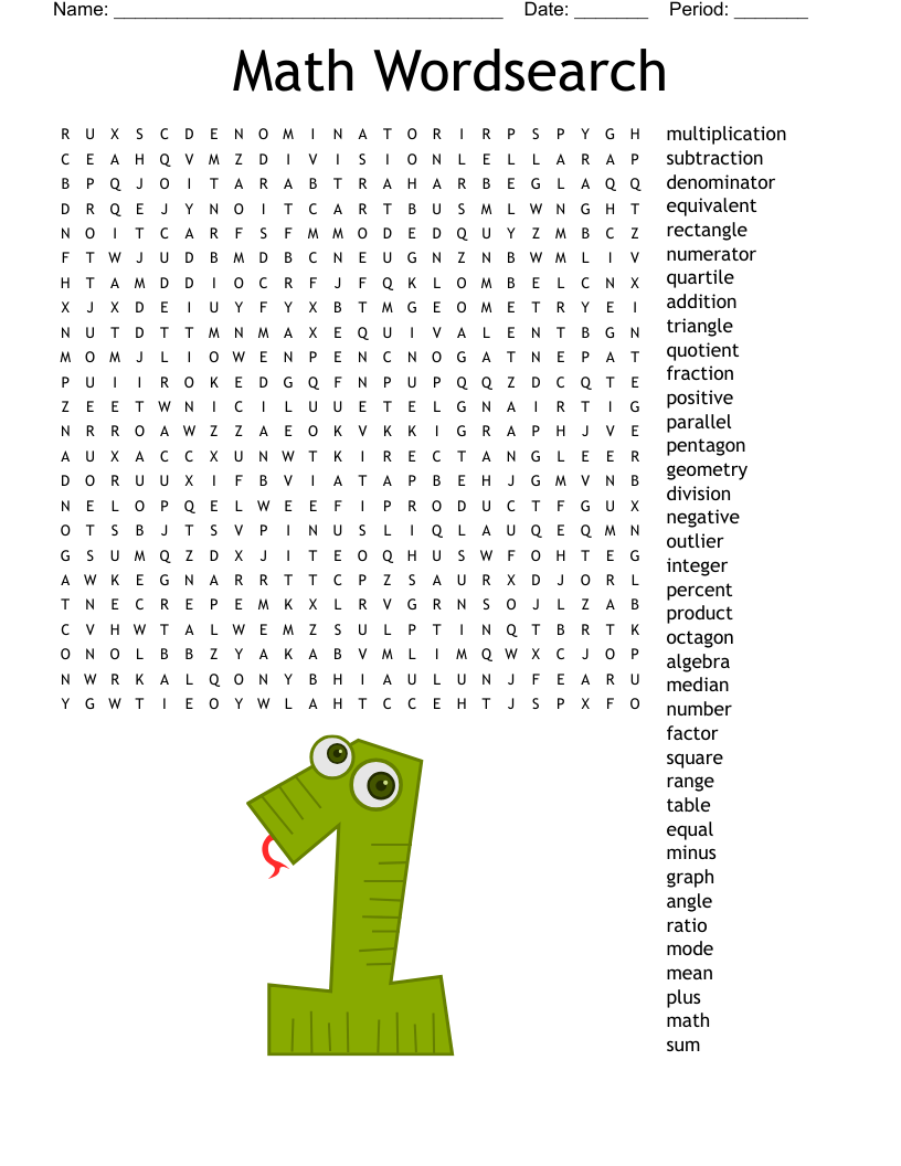 4th Grade Math Vocabulary Word Search WordMint