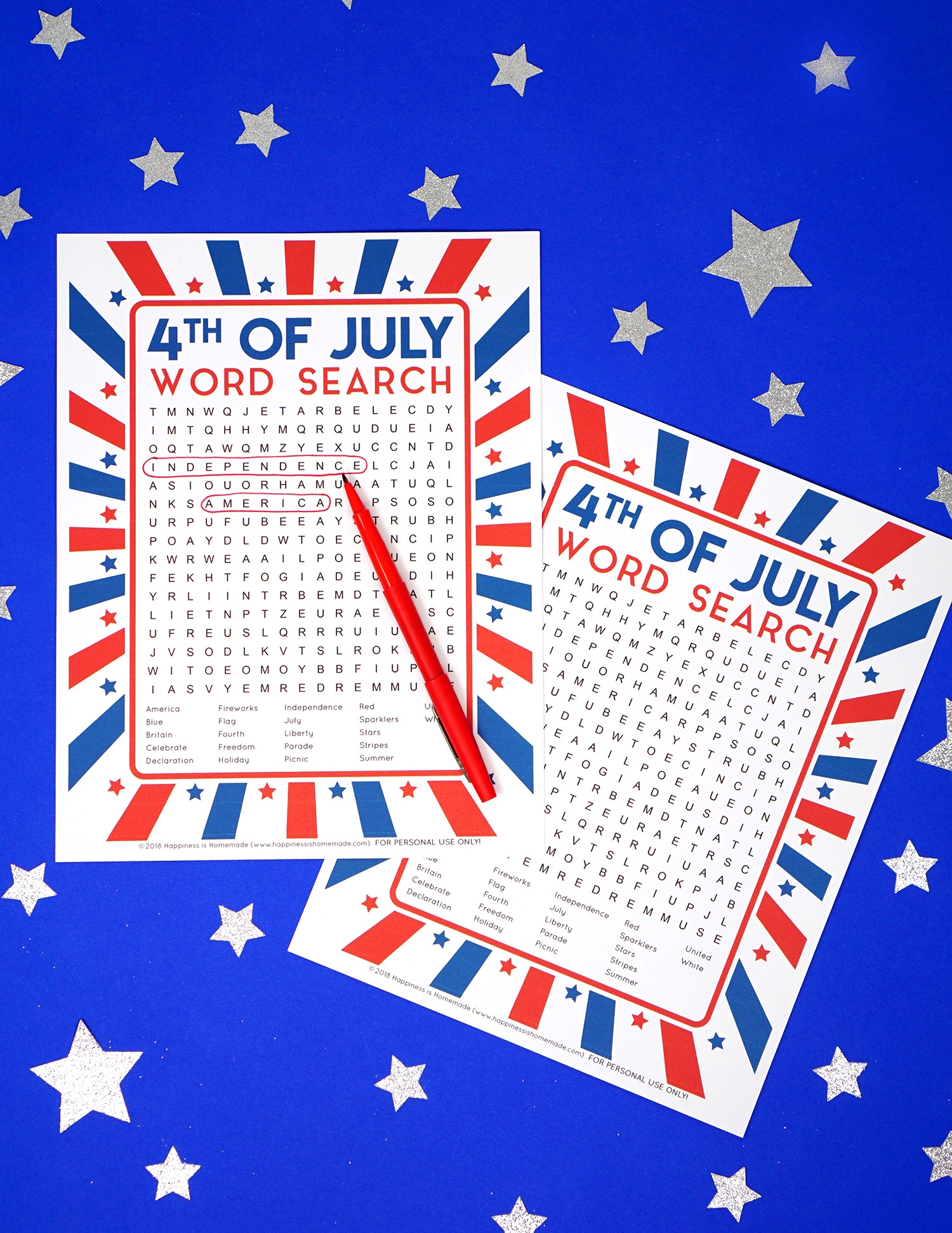 4th Of July Word Search Free Printable Happiness Is Homemade
