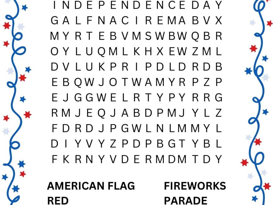 4th Of July Word Search Instant Download Etsy