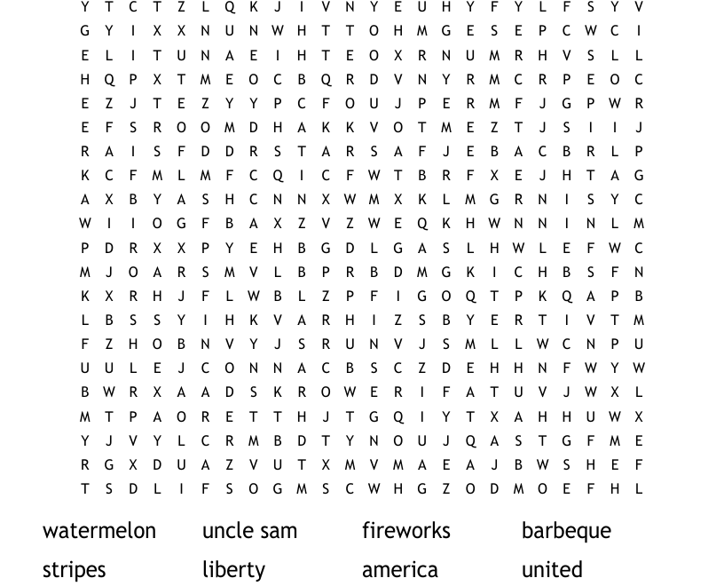 4th Of July Word Search WordMint
