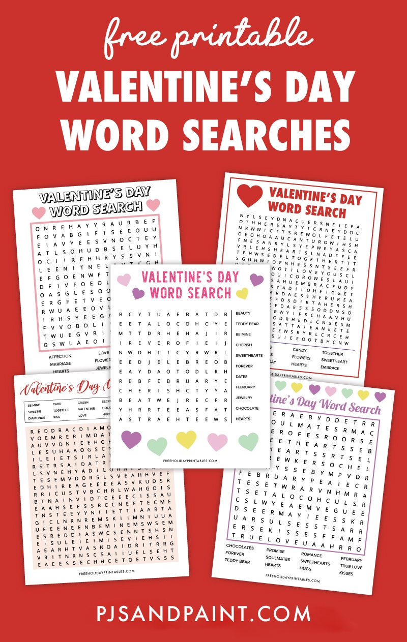 Printable Valentines Word Search For Kindergarterns