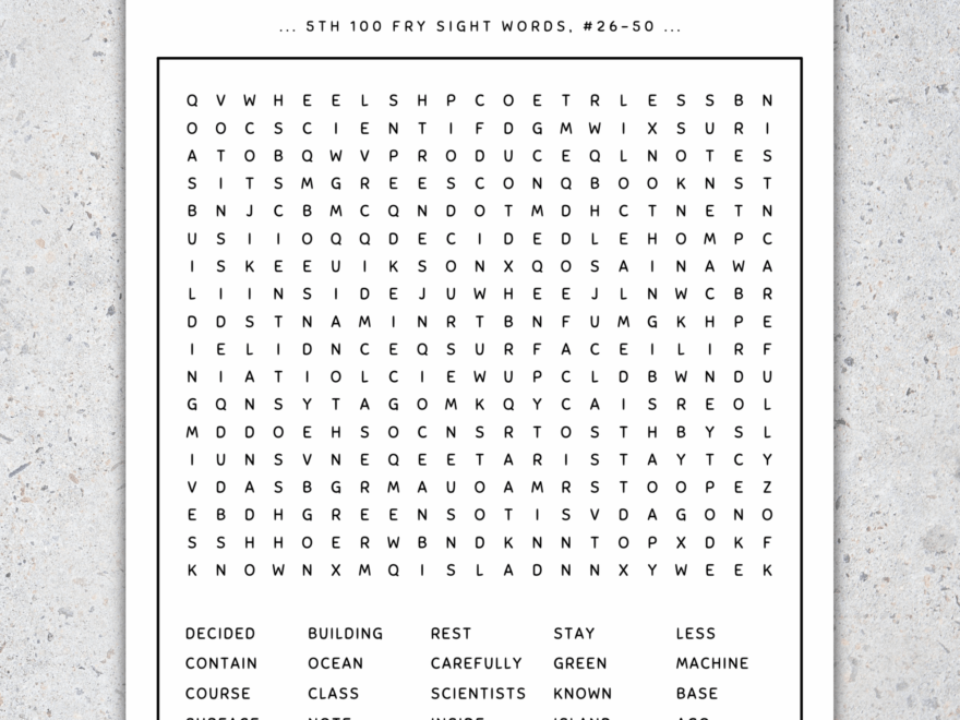 5th 100 Fry Sight Words Word Search Sight Words Practice Game SET 6 Made By Teachers