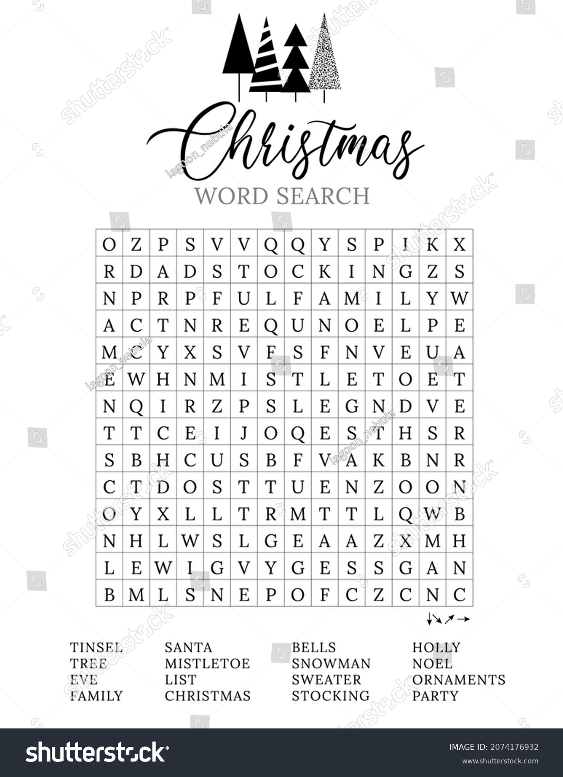 69 Christmas Word Search Printable Adults Royalty Free Images Stock Photos Pictures Shutterstock