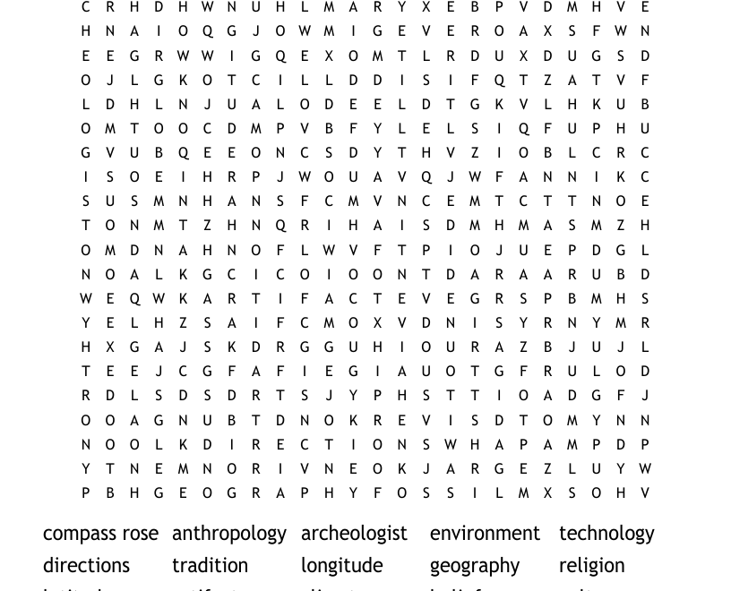 6th Grade Social Studies Word Search WordMint