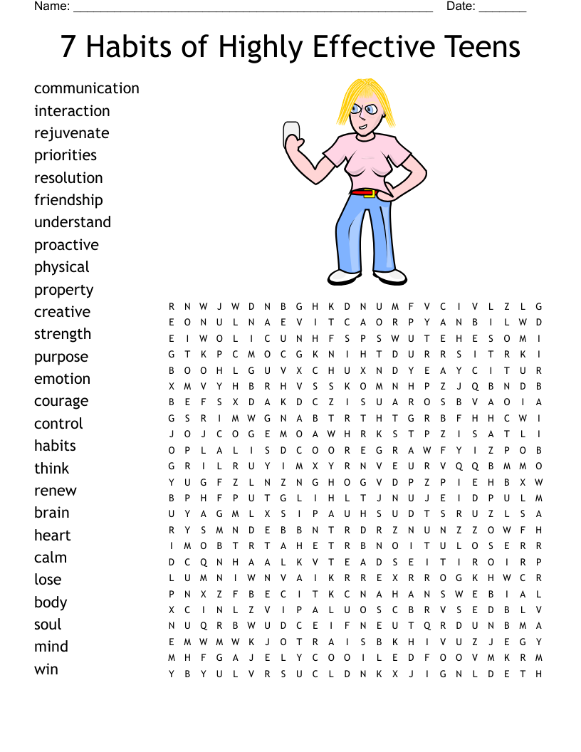 7 Habits Of Highly Effective Teens Word Search WordMint