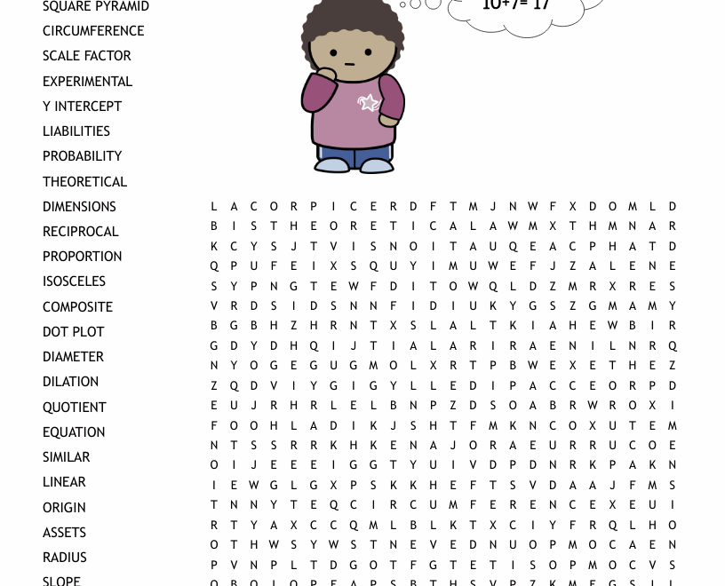 7TH Grade Math Vocabulary Words Word Search WordMint Worksheets Library