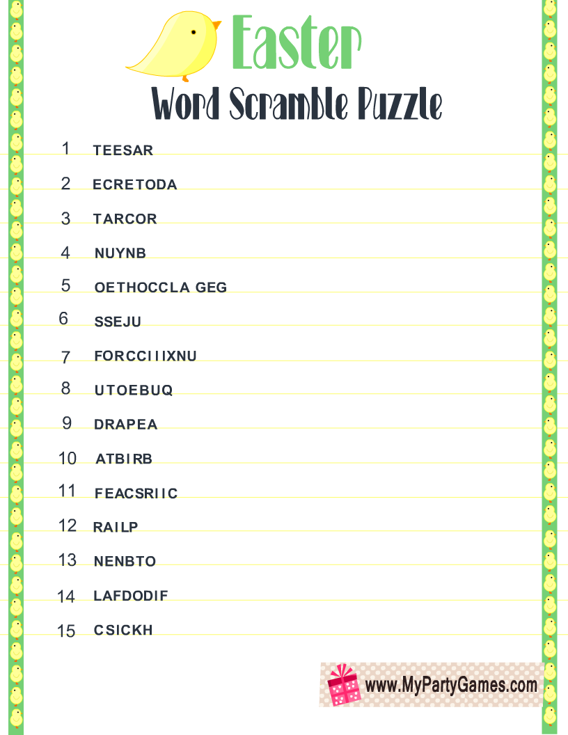 8 Free Printable Easter Word Scramble Puzzles
