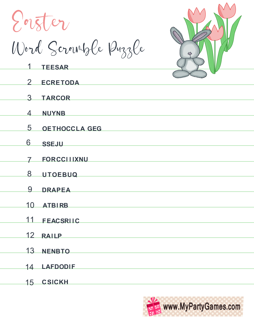 8 Free Printable Easter Word Scramble Puzzles