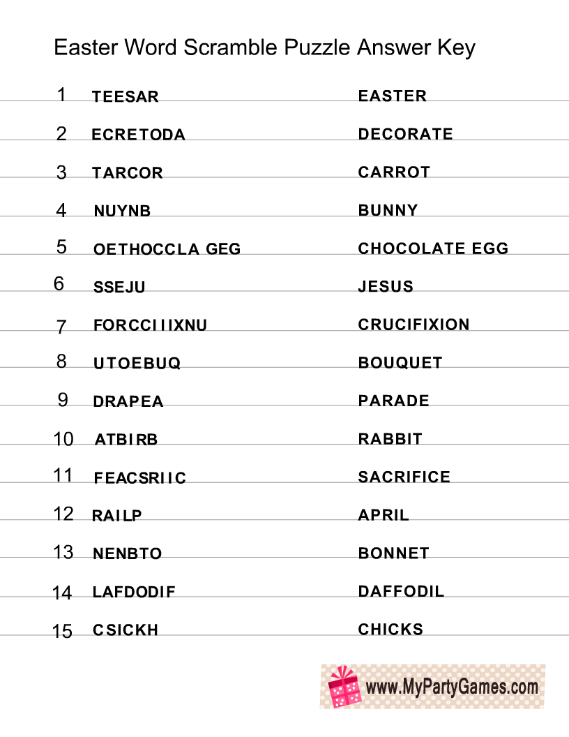 8 Free Printable Easter Word Scramble Puzzles