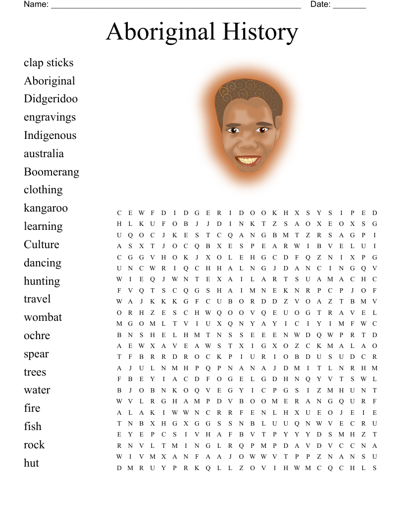 Aboriginal Word Search Printable