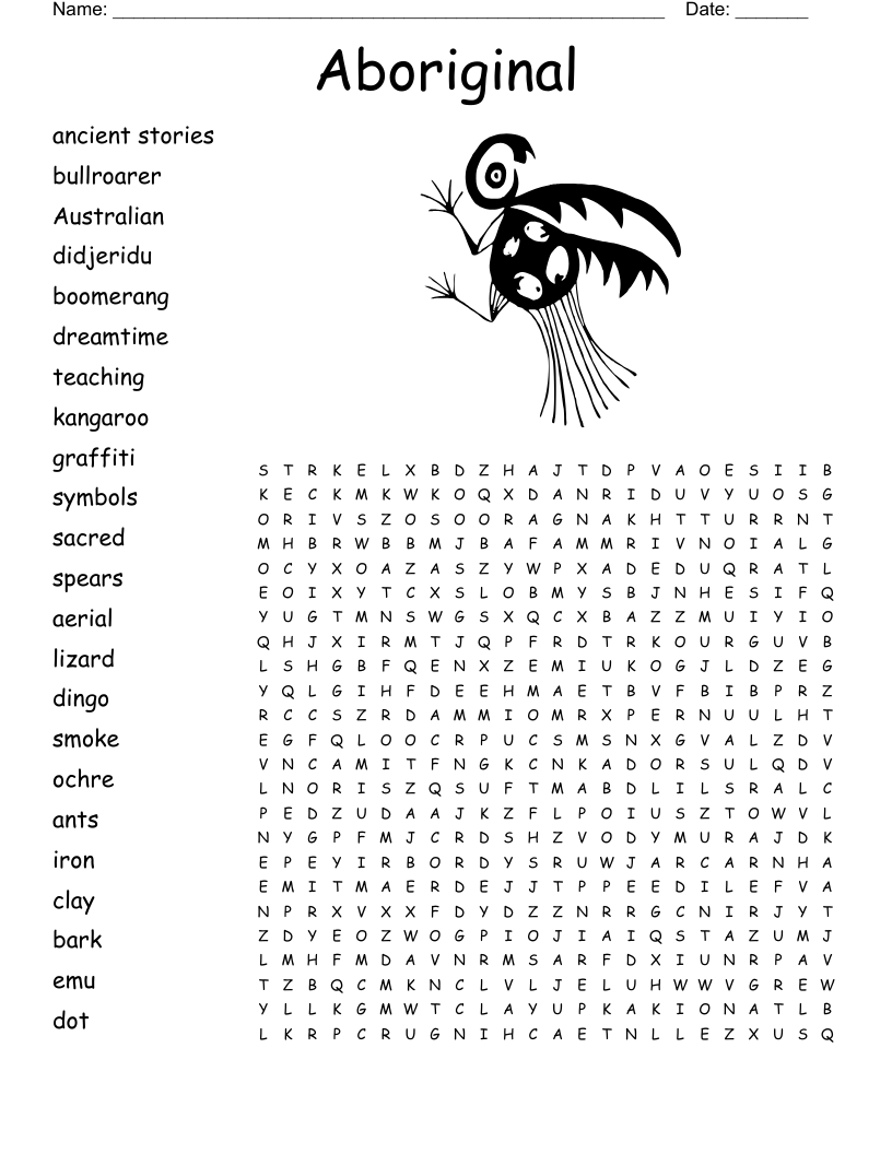 Aboriginal Word Search WordMint