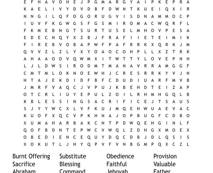 Abraham And Isaac Word Search WordMint
