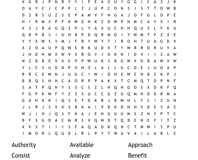 Academic Word List Word Search WordMint