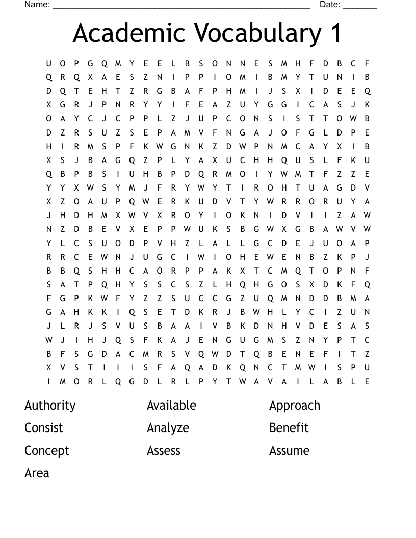 Academic Word List Word Search WordMint Academic Word List Word Search WordMint
