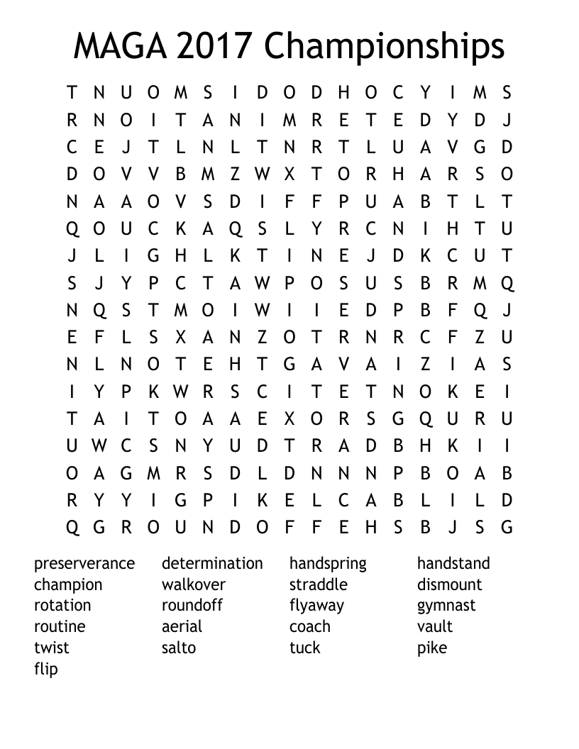 Acrobatic Workshop Word Search WordMint