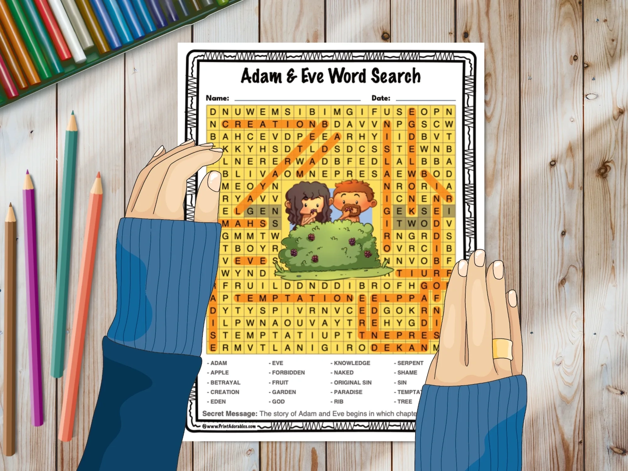 Adam And Eve Word Search