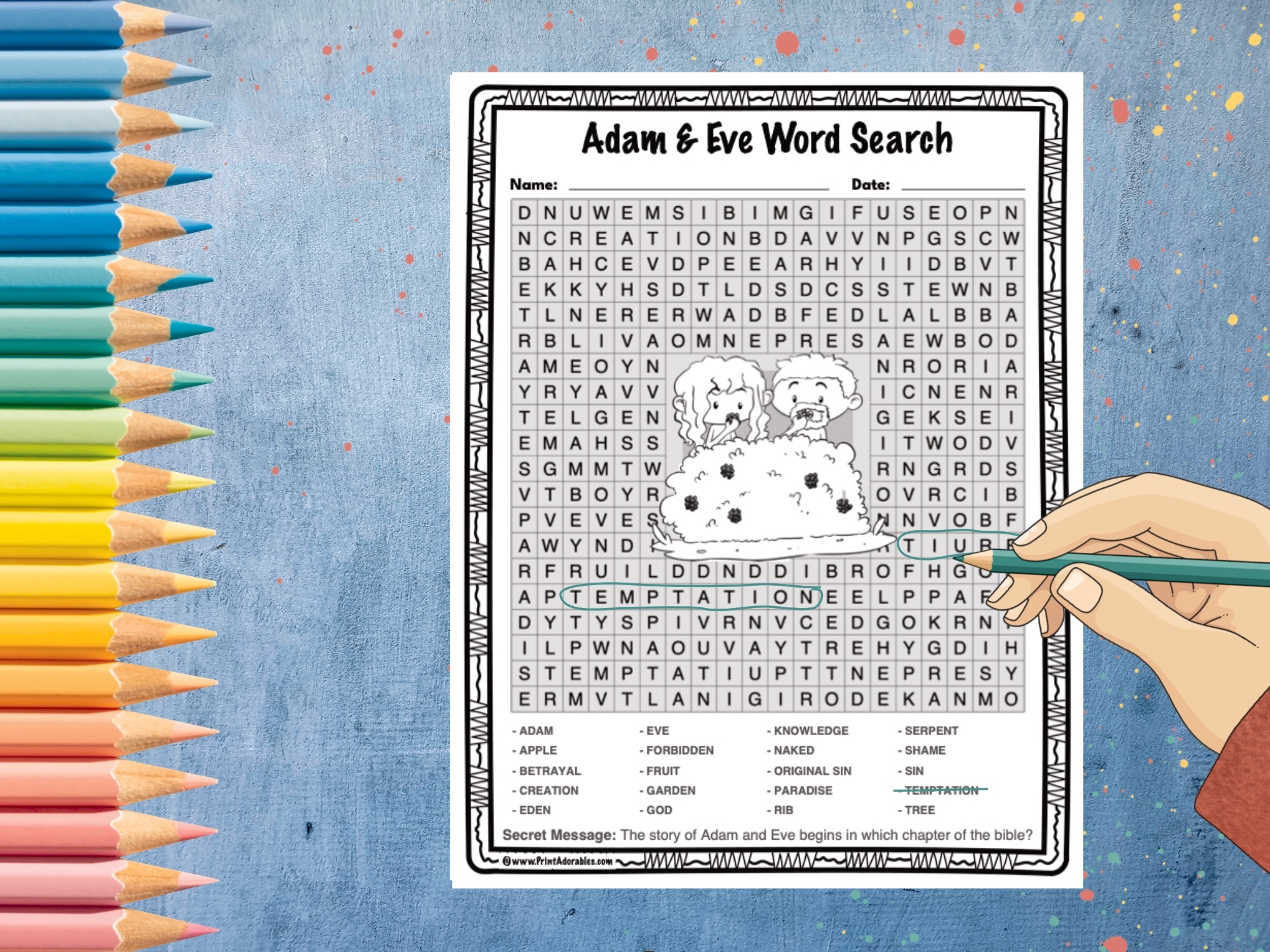Adam And Eve Word Search Bible Puzzle Activity Worksheet Made By Teachers